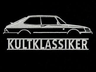 T-Shirt, Stickerei mittig groß, Saab 900, Text KULTKLASSIKER, Weiße Schrift