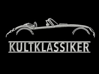 T-Shirt, Stickerei mittig groß, Wiesmann Roadster MF3, Text KULTKLASSIKER, Weiße Schrift
