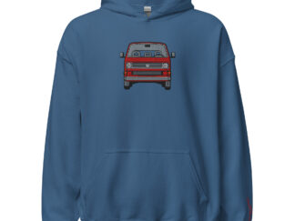 Streng limitiertes Hoodie, nur 50 Exemplare, VW T3, Bulli, Rot, Vorderseite und Ärmel edel bestickt