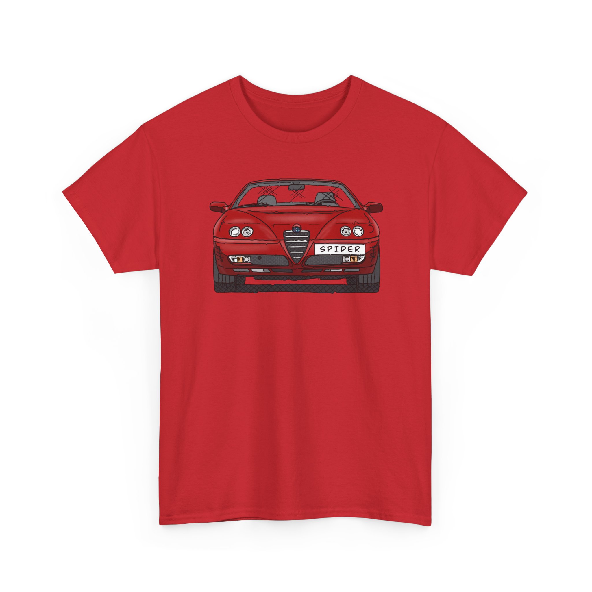 T-Shirt, Alfa Romeo Spider, 916, Strichzeichnung, Rot, personalisierbar mit Kennzeichen – Bild 11