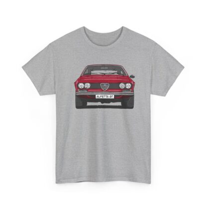 T-Shirt, Alfetta GT, Strichzeichnung, Rot, mit Kennzeichen personalisierbar