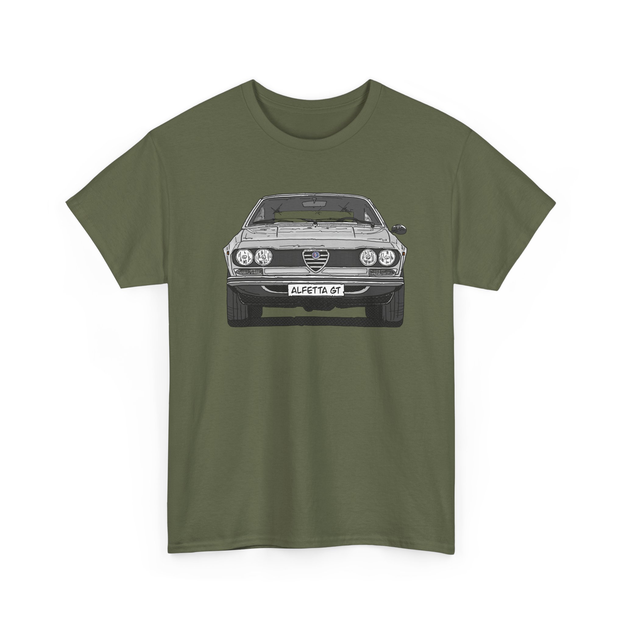 T-Shirt, Alfetta GT, Strichzeichnung, Silbergrau, mit Kennzeichen personalisierbar – Bild 5