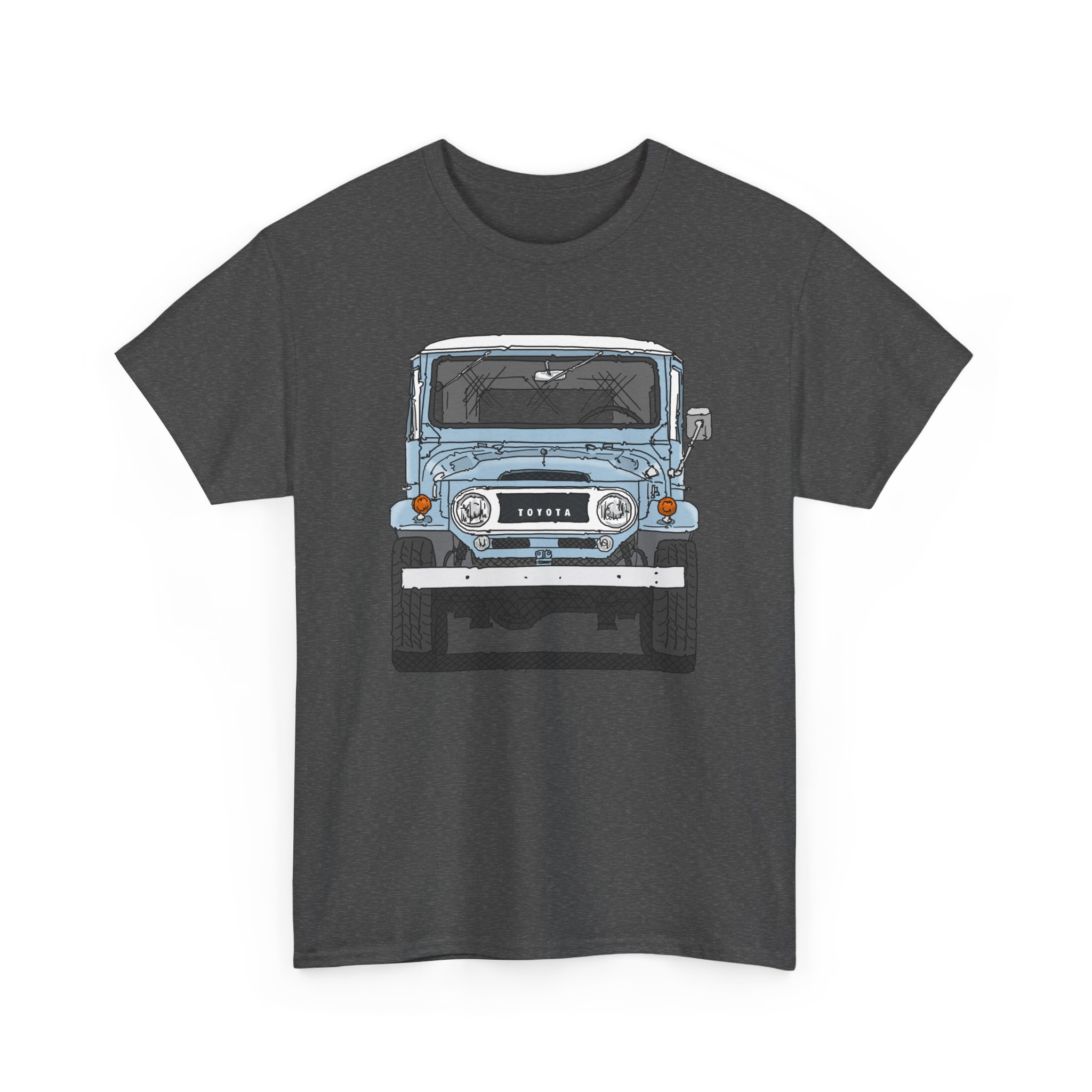 T-Shirt, Toyota Land Cruiser, Strichzeichnung, Hellblau, personalisierbar mit Kennzeichen – Bild 6