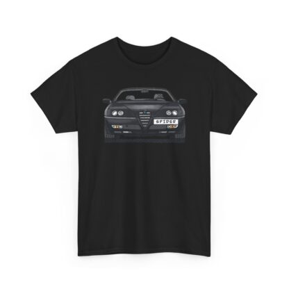 T-Shirt, Alfa Romeo Spider, 916, Strichzeichnung, Schwarz, personalisierbar mit Kennzeichen – Bild 3
