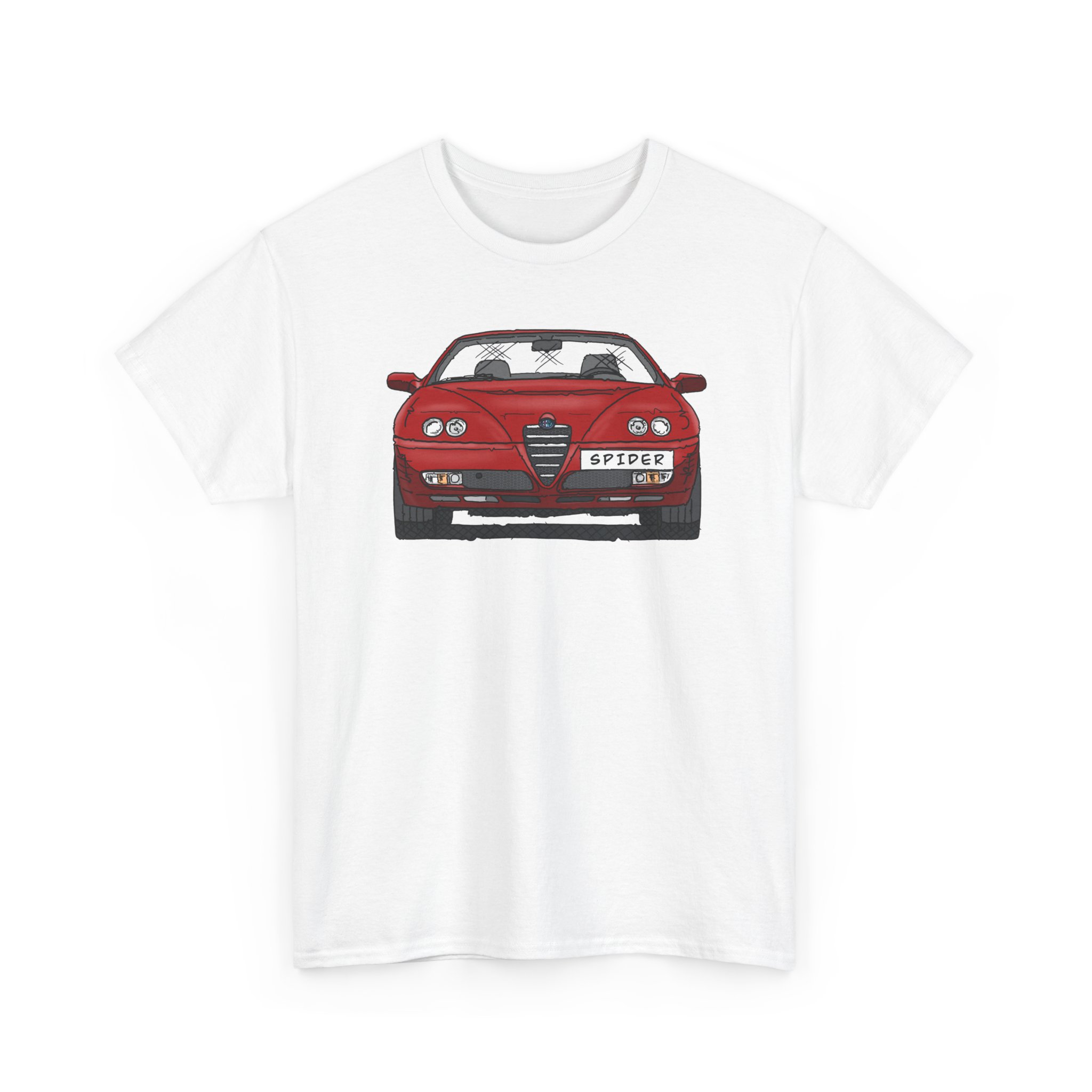 T-Shirt, Alfa Romeo Spider, 916, Strichzeichnung, Rot, personalisierbar mit Kennzeichen – Bild 2