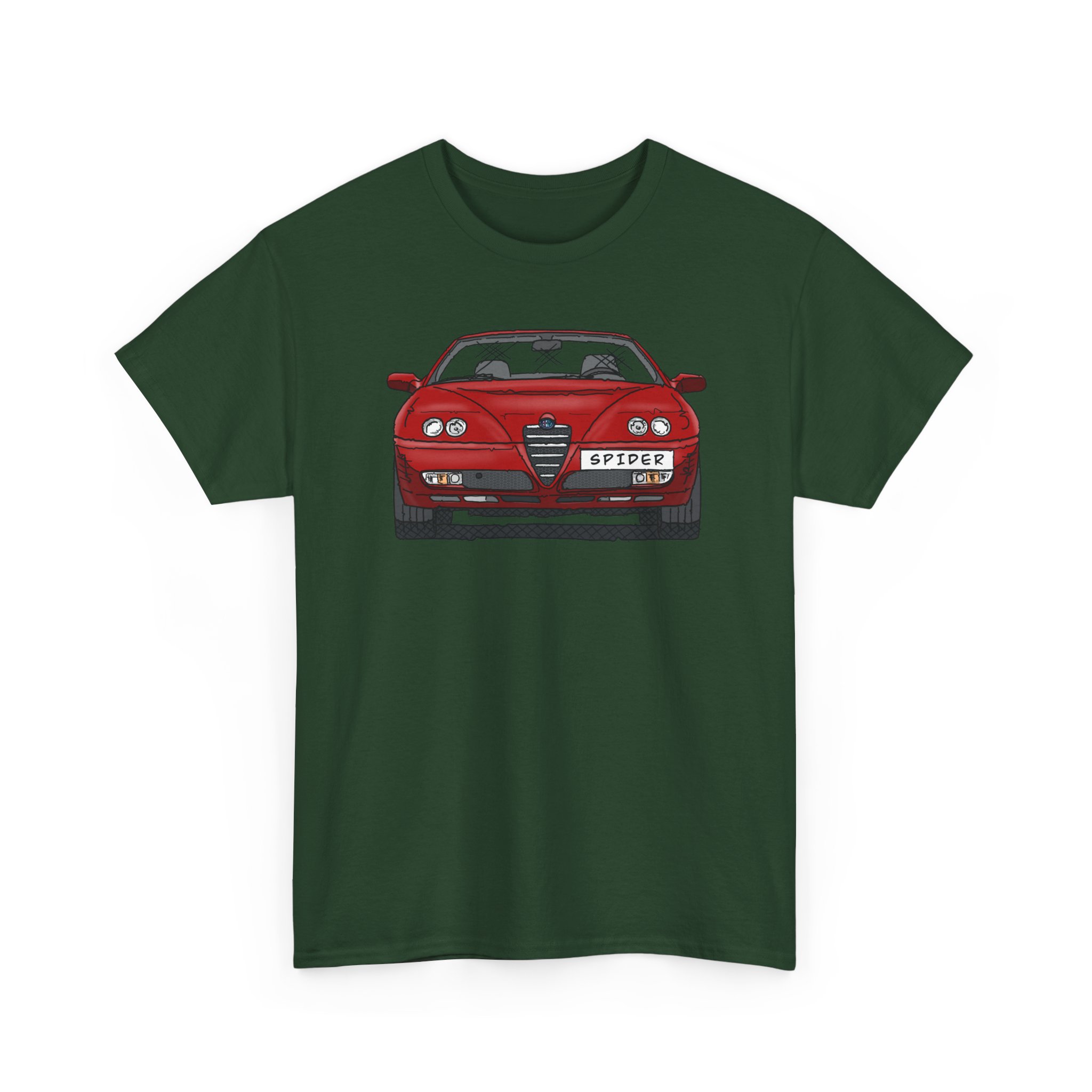T-Shirt, Alfa Romeo Spider, 916, Strichzeichnung, Rot, personalisierbar mit Kennzeichen – Bild 12