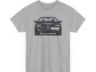 T-Shirt, Alfa Romeo Spider, 916, Strichzeichnung, Schwarz, personalisierbar mit Kennzeichen