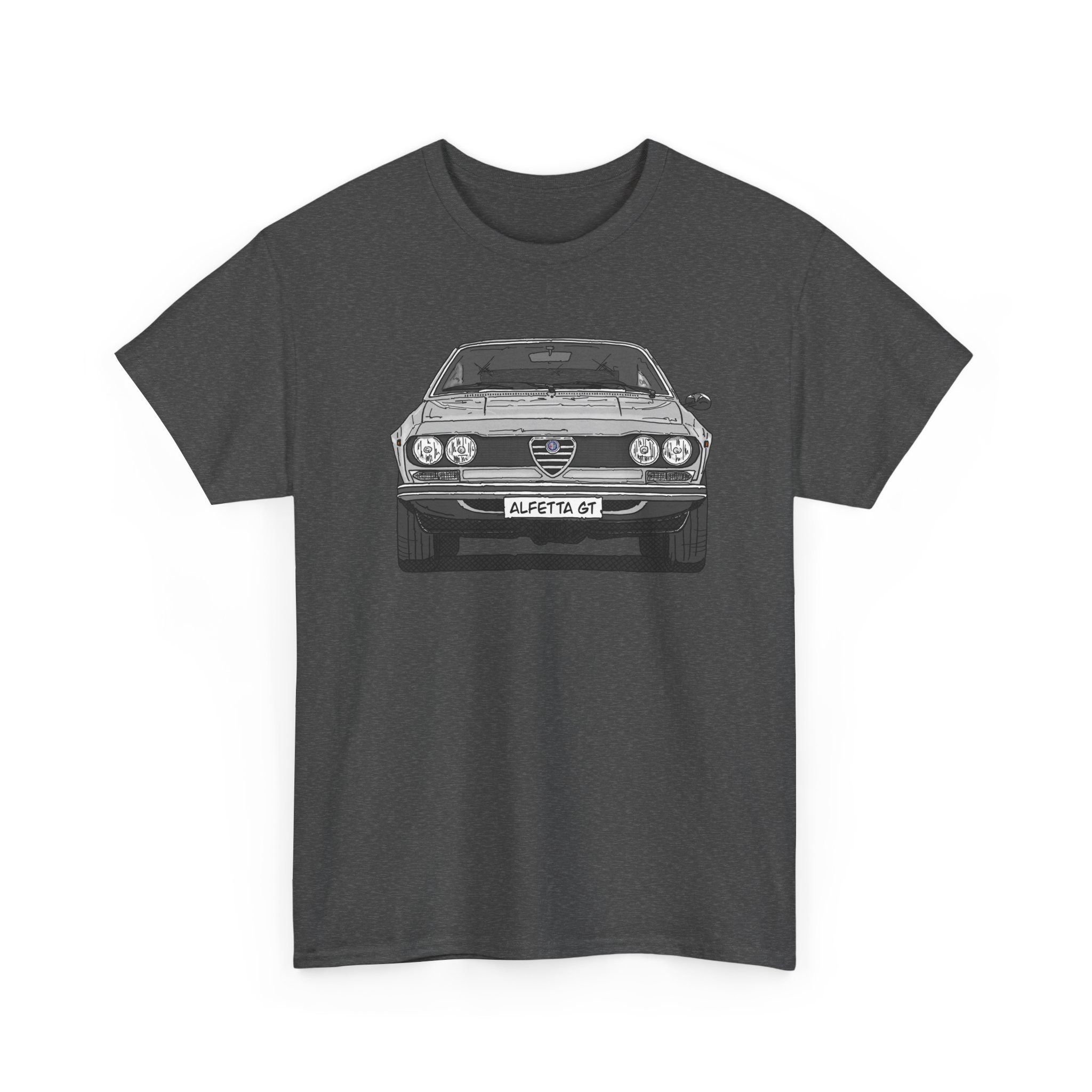 T-Shirt, Alfetta GT, Strichzeichnung, Silbergrau, mit Kennzeichen personalisierbar – Bild 7