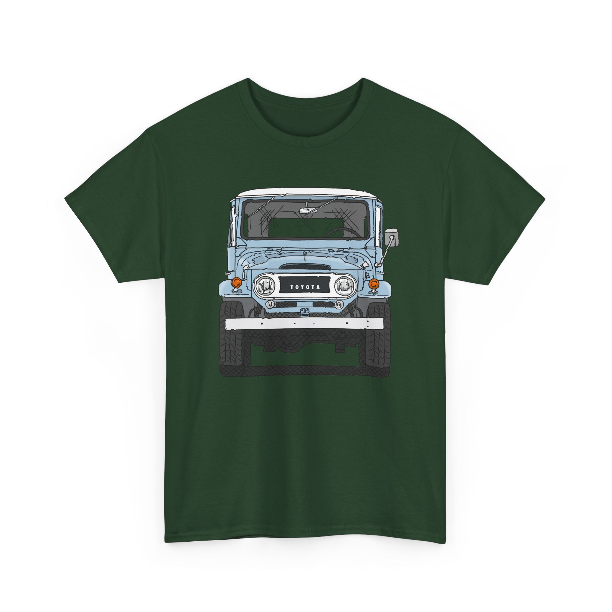 T-Shirt, Toyota Land Cruiser, Strichzeichnung, Hellblau, personalisierbar mit Kennzeichen – Bild 12