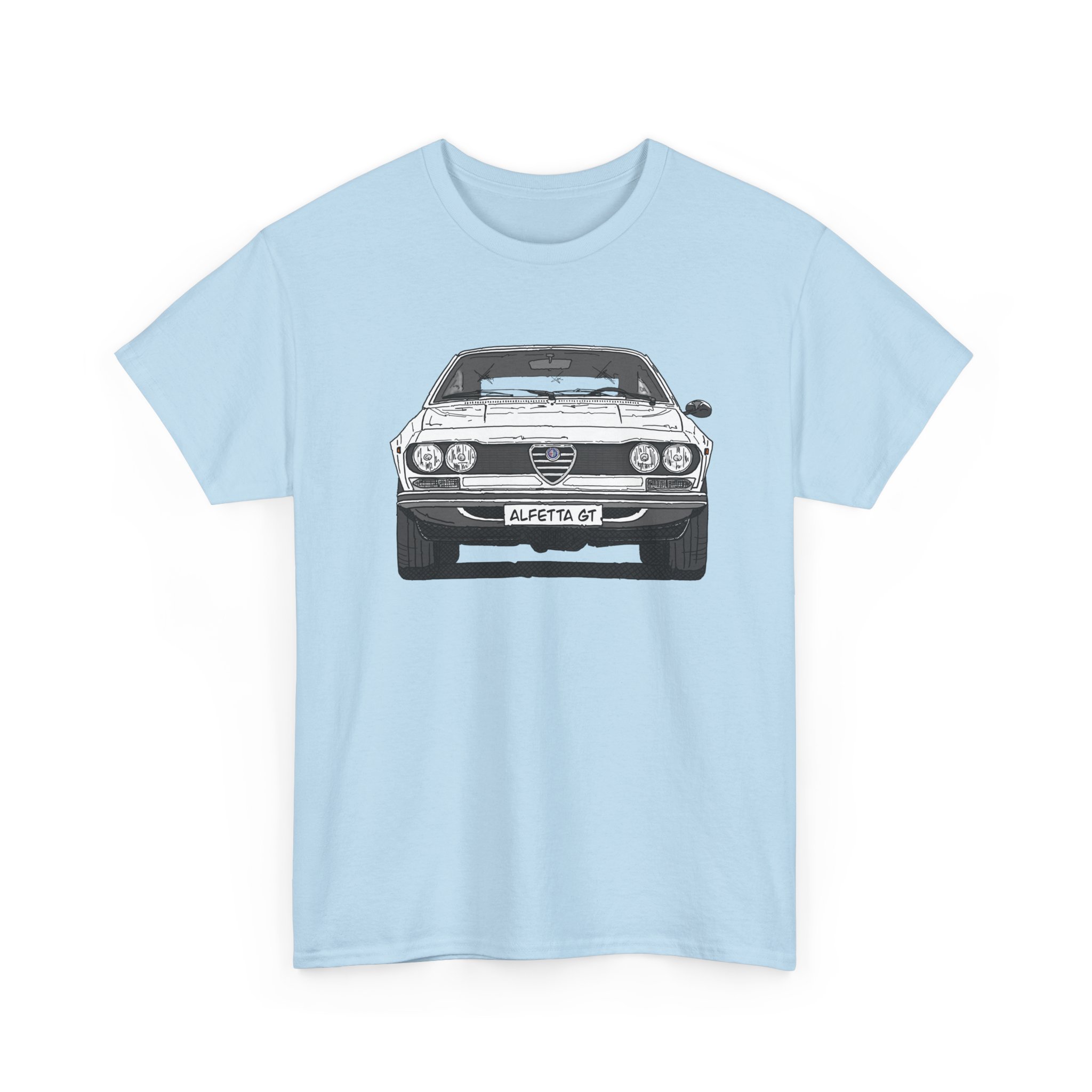 T-Shirt, Alfetta GT, Strichzeichnung, Weiß, mit Kennzeichen personalisierbar – Bild 8
