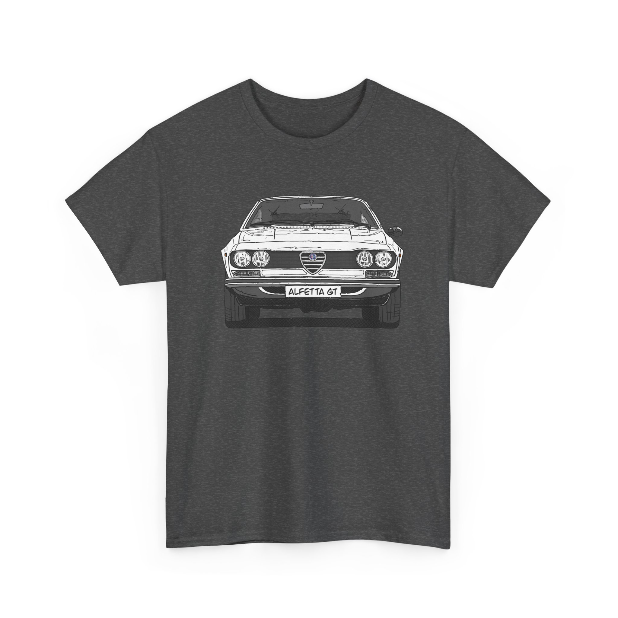 T-Shirt, Alfetta GT, Strichzeichnung, Weiß, mit Kennzeichen personalisierbar – Bild 7