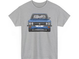 T-Shirt, VW K70, Strichzeichnung, Blau, personalisierbar mit Kennzeichen