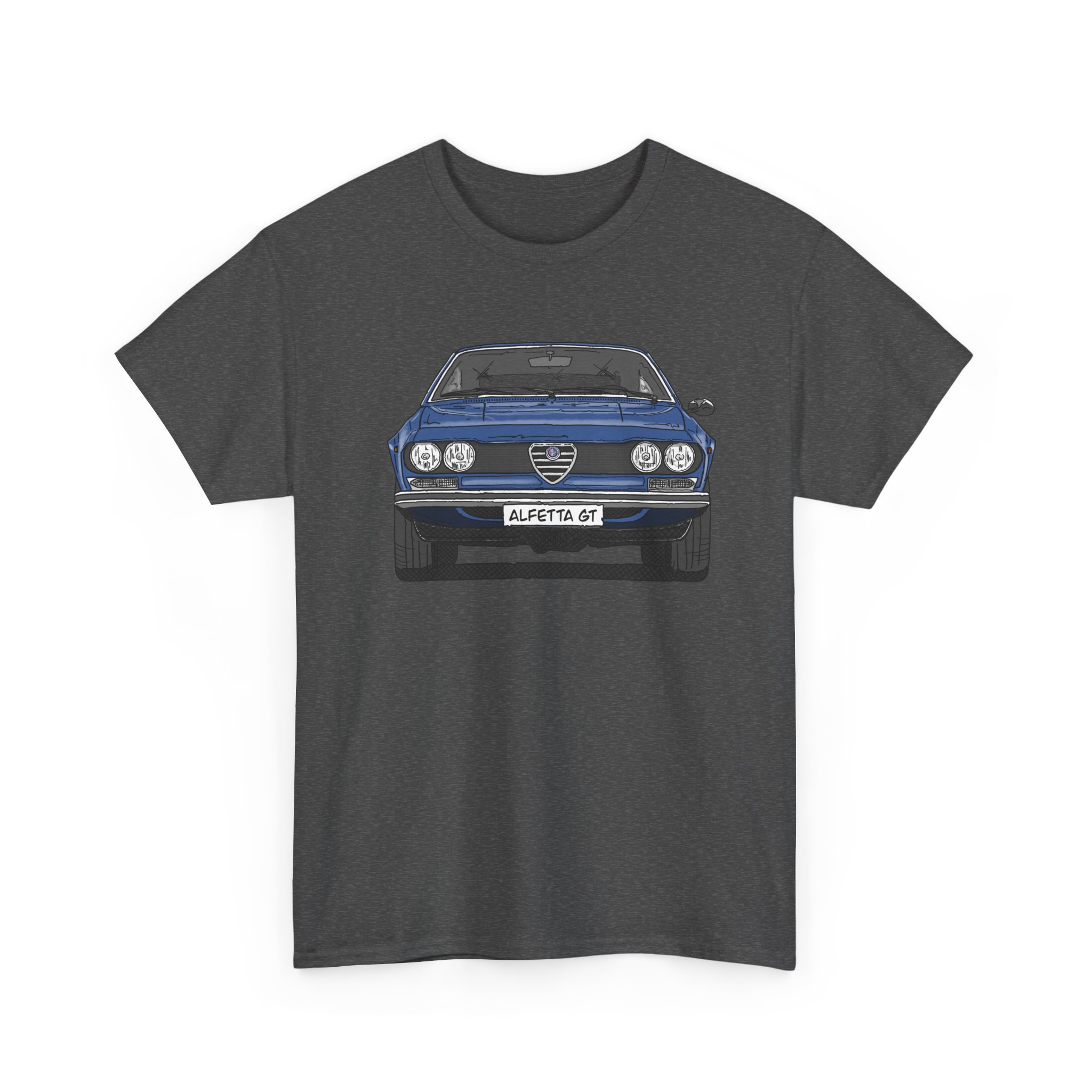 T-Shirt, Alfetta GT, Strichzeichnung, Blau, mit Kennzeichen personalisierbar – Bild 7