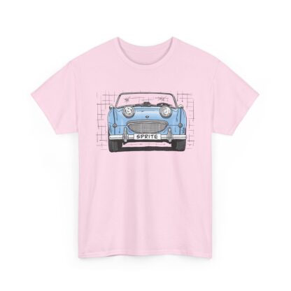 T-Shirt, Austin-Healey Sprite Mk1, Frogeye, Strichzeichnung, Hellblau, personalisierbar mit Kennzeichen – Bild 11