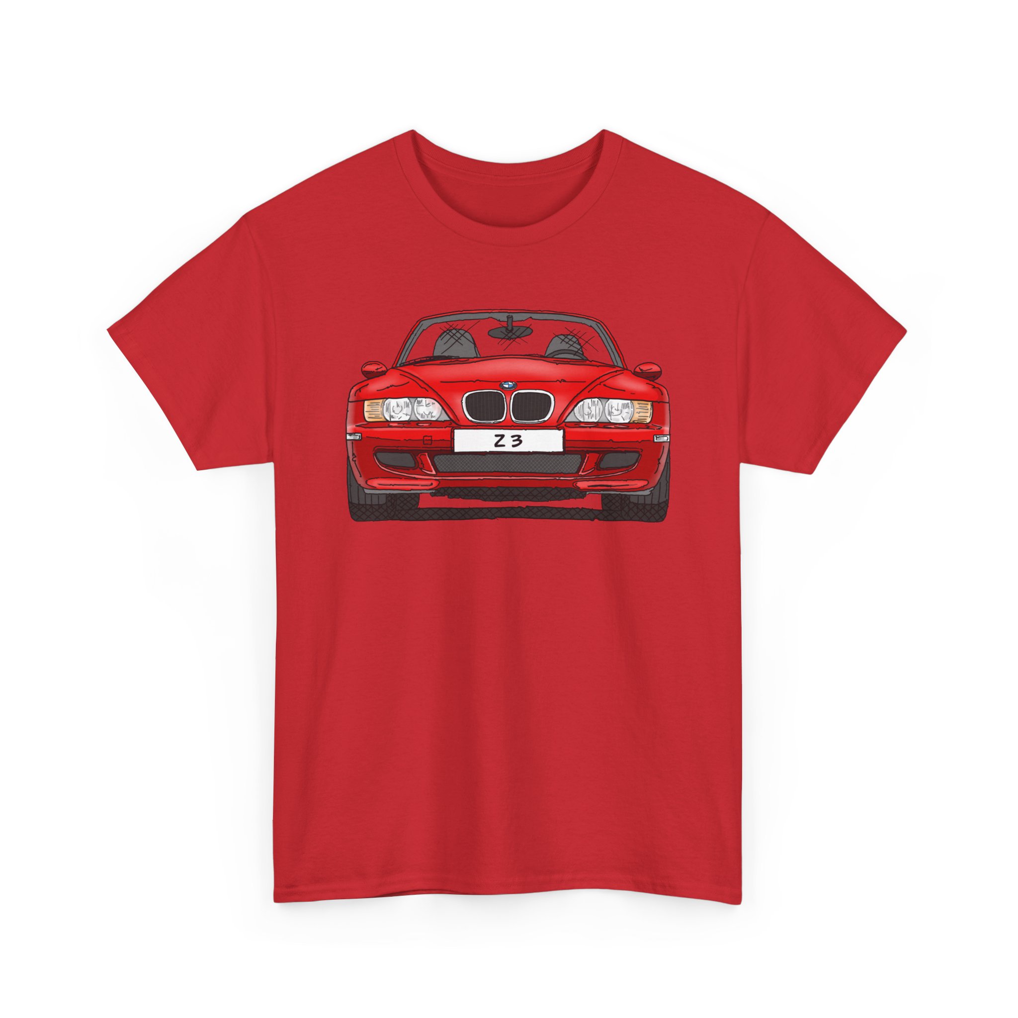 T-Shirt, BMW Z3, Strichzeichnung, Rot, personalisierbar mit Kennzeichen – Bild 11
