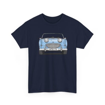 T-Shirt, Austin-Healey Sprite Mk1, Frogeye, Strichzeichnung, Hellblau, personalisierbar mit Kennzeichen – Bild 10