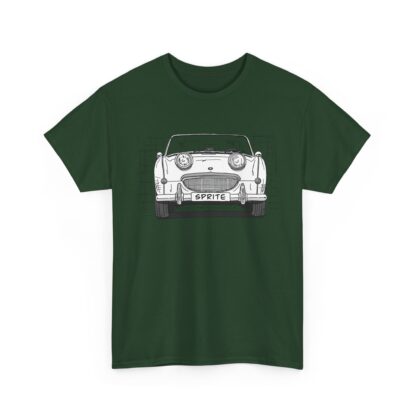 T-Shirt, Austin-Healey Sprite Mk1, Frogeye, Strichzeichnung, Weiß, personalisierbar mit Kennzeichen – Bild 6