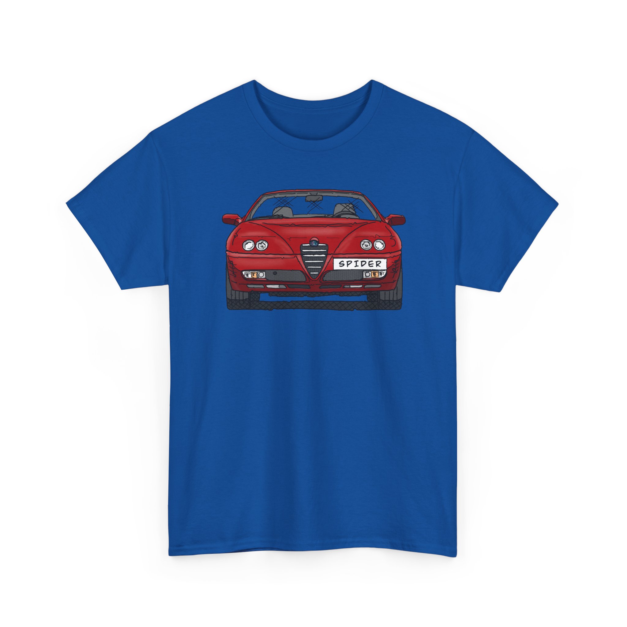 T-Shirt, Alfa Romeo Spider, 916, Strichzeichnung, Rot, personalisierbar mit Kennzeichen – Bild 8