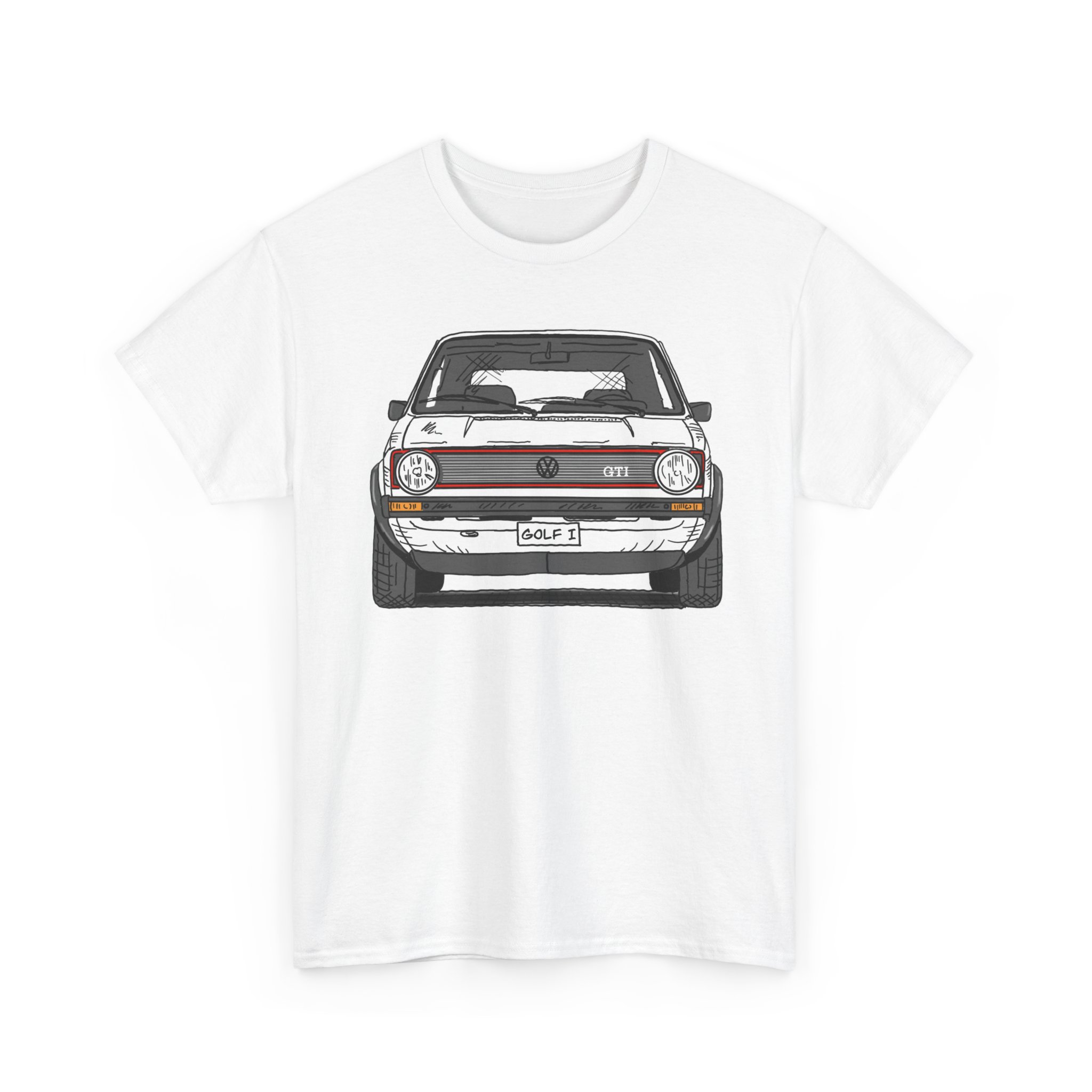 T-Shirt, Golf 1, Strichzeichnung, Weiß, personalisierbar – Bild 2