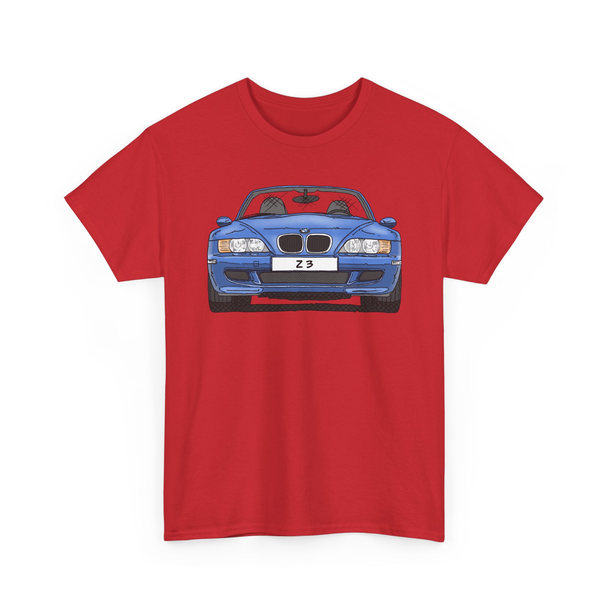 T-Shirt, BMW Z3, Strichzeichnung, Blau, personalisierbar mit Kennzeichen – Bild 11