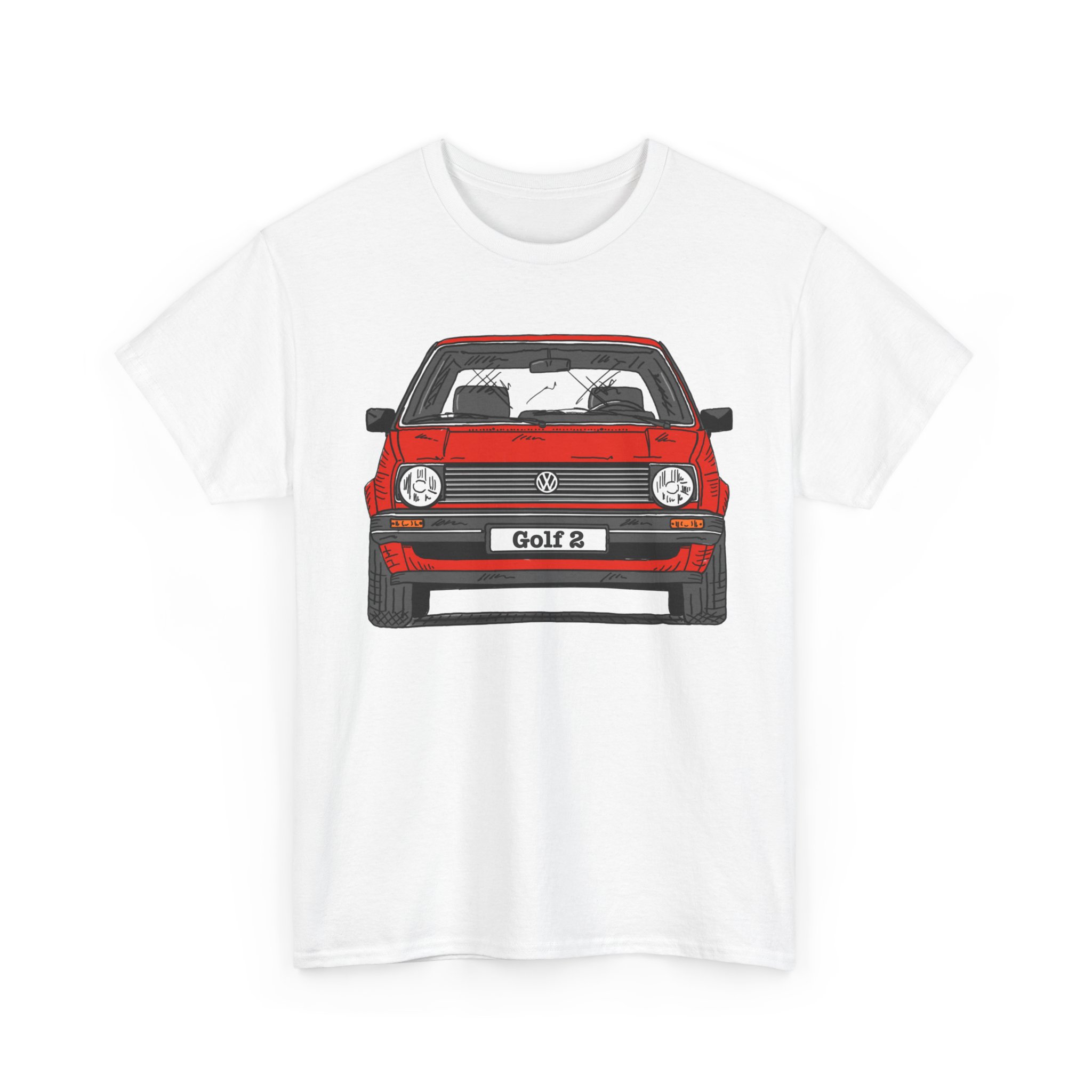 T-Shirt, Golf 2, Strichzeichnung, Rot, personalisierbar – Bild 2