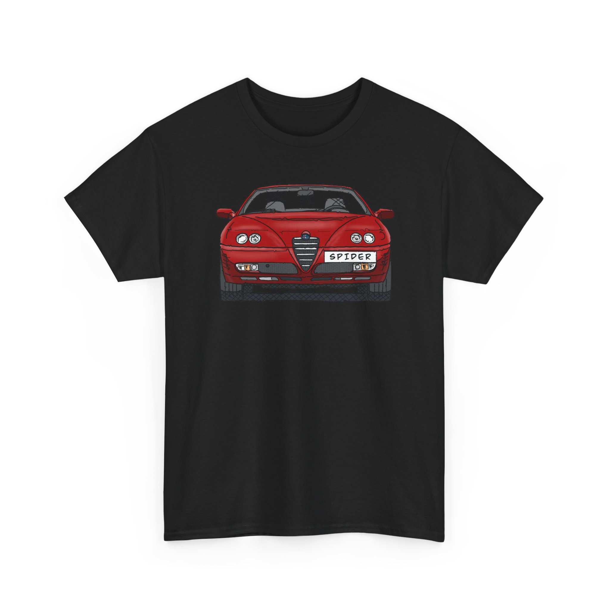 T-Shirt, Alfa Romeo Spider, 916, Strichzeichnung, Rot, personalisierbar mit Kennzeichen – Bild 3