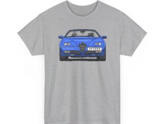 T-Shirt, Alfa Romeo Spider, 916, Strichzeichnung, Blau, personalisierbar mit Kennzeichen
