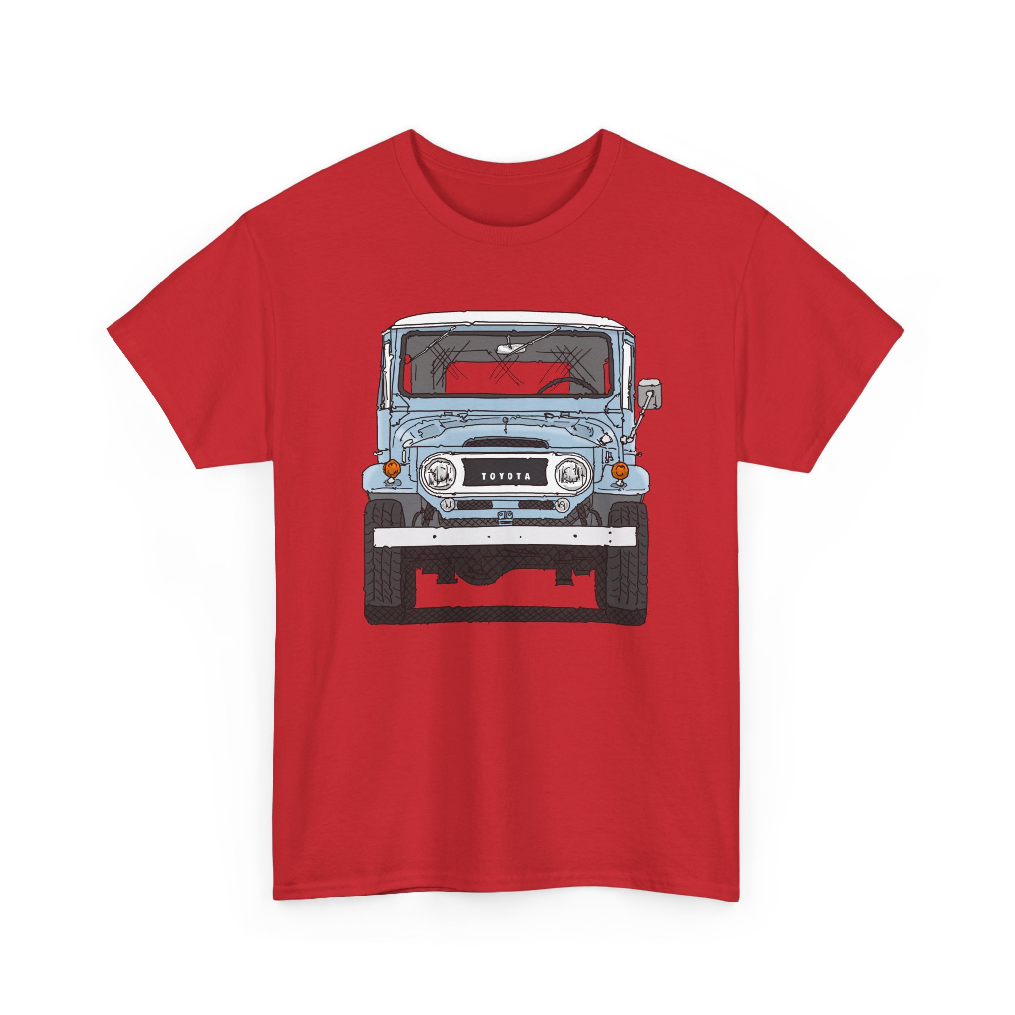T-Shirt, Toyota Land Cruiser, Strichzeichnung, Hellblau, personalisierbar mit Kennzeichen – Bild 11