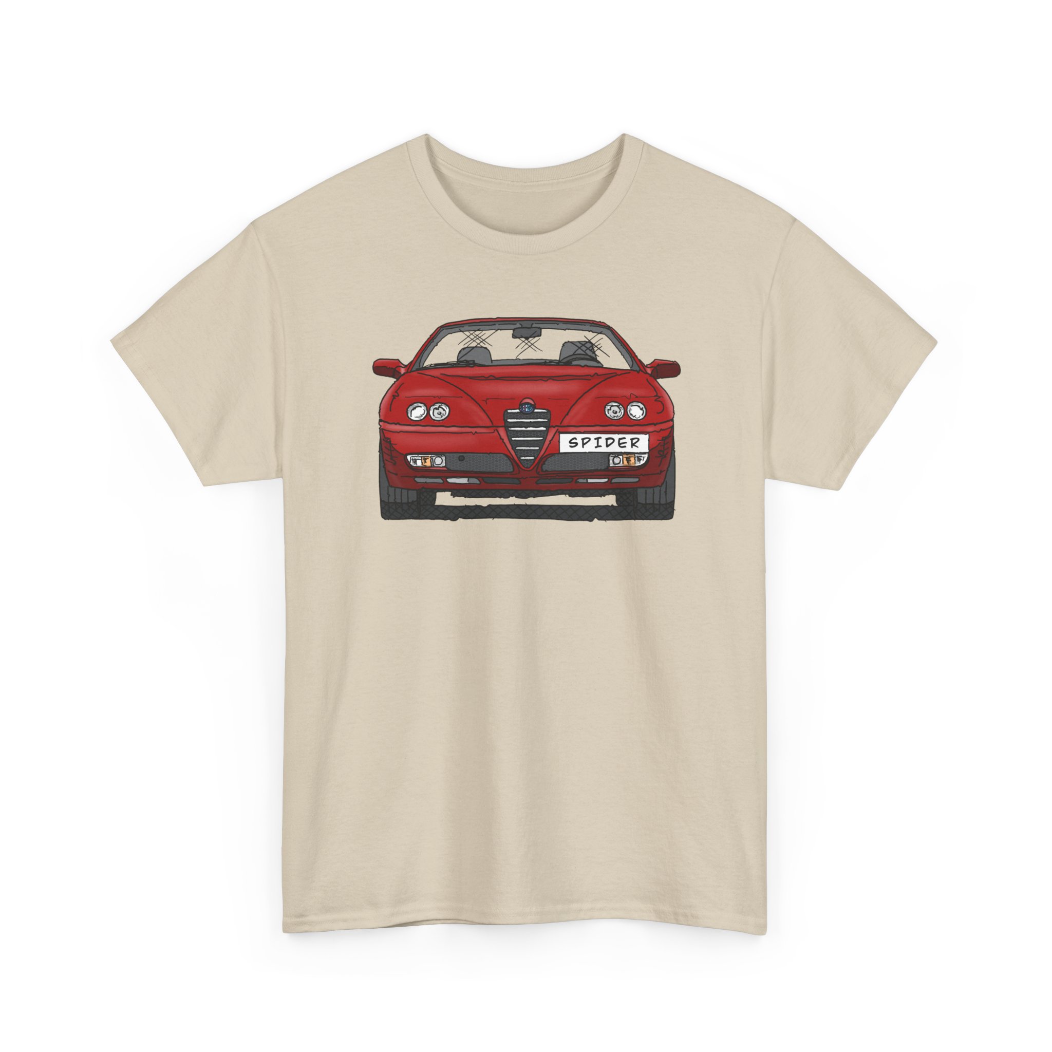 T-Shirt, Alfa Romeo Spider, 916, Strichzeichnung, Rot, personalisierbar mit Kennzeichen – Bild 4