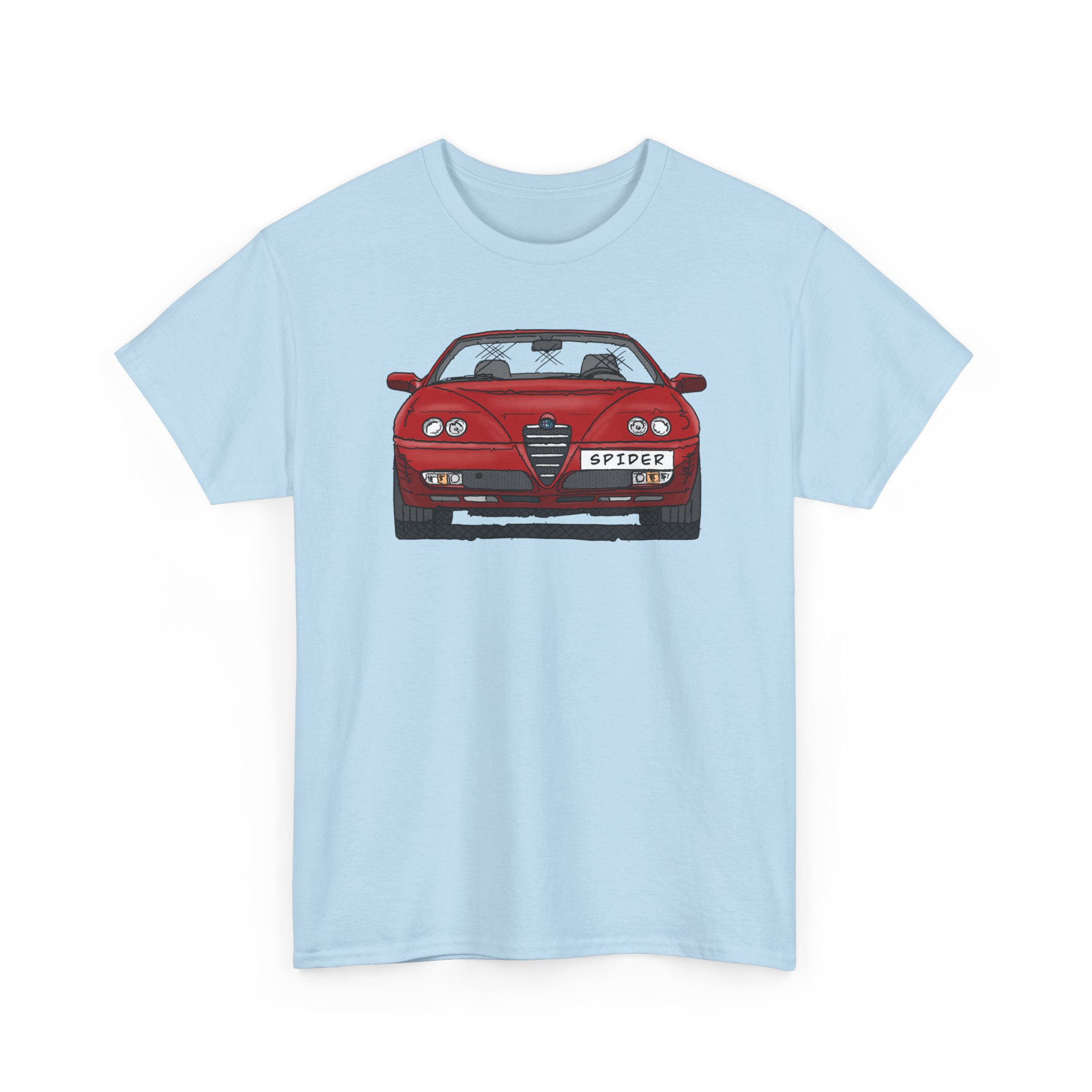 T-Shirt, Alfa Romeo Spider, 916, Strichzeichnung, Rot, personalisierbar mit Kennzeichen – Bild 7