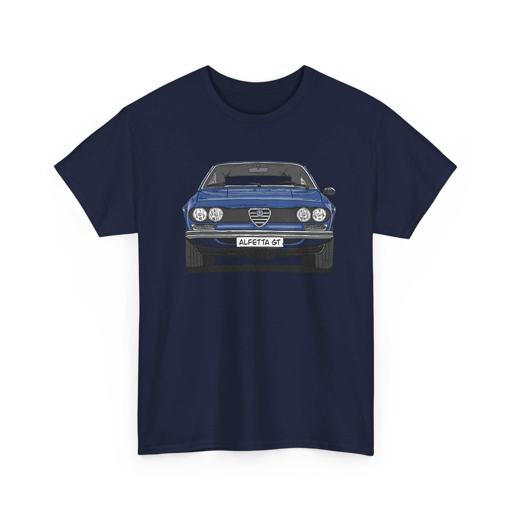 T-Shirt, Alfetta GT, Strichzeichnung, Blau, mit Kennzeichen personalisierbar – Bild 10