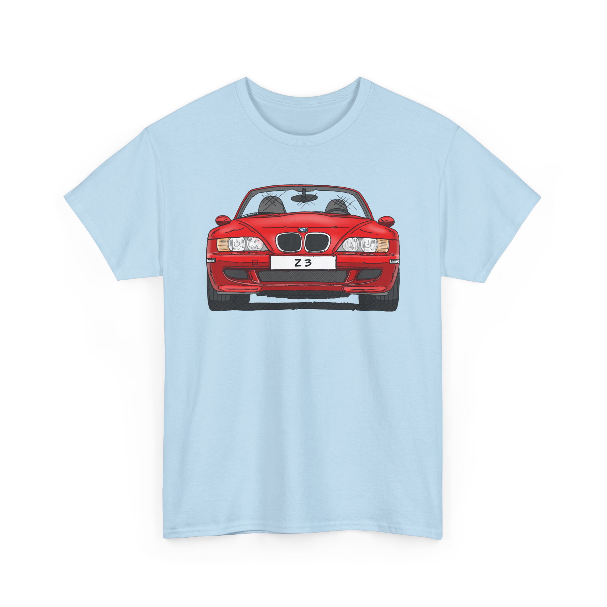 T-Shirt, BMW Z3, Strichzeichnung, Rot, personalisierbar mit Kennzeichen – Bild 7