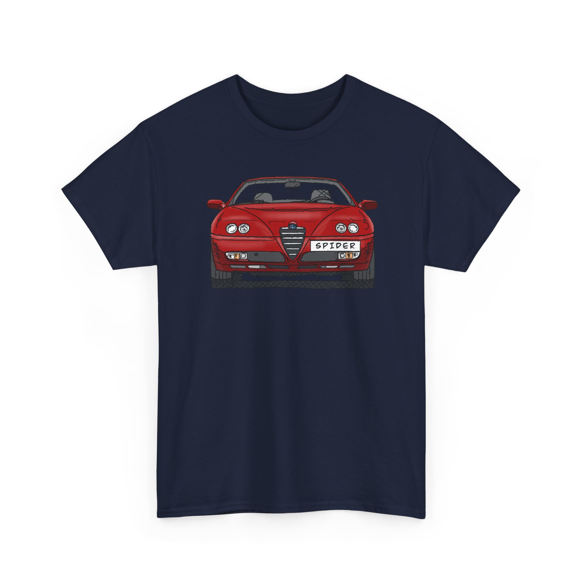 T-Shirt, Alfa Romeo Spider, 916, Strichzeichnung, Rot, personalisierbar mit Kennzeichen – Bild 9