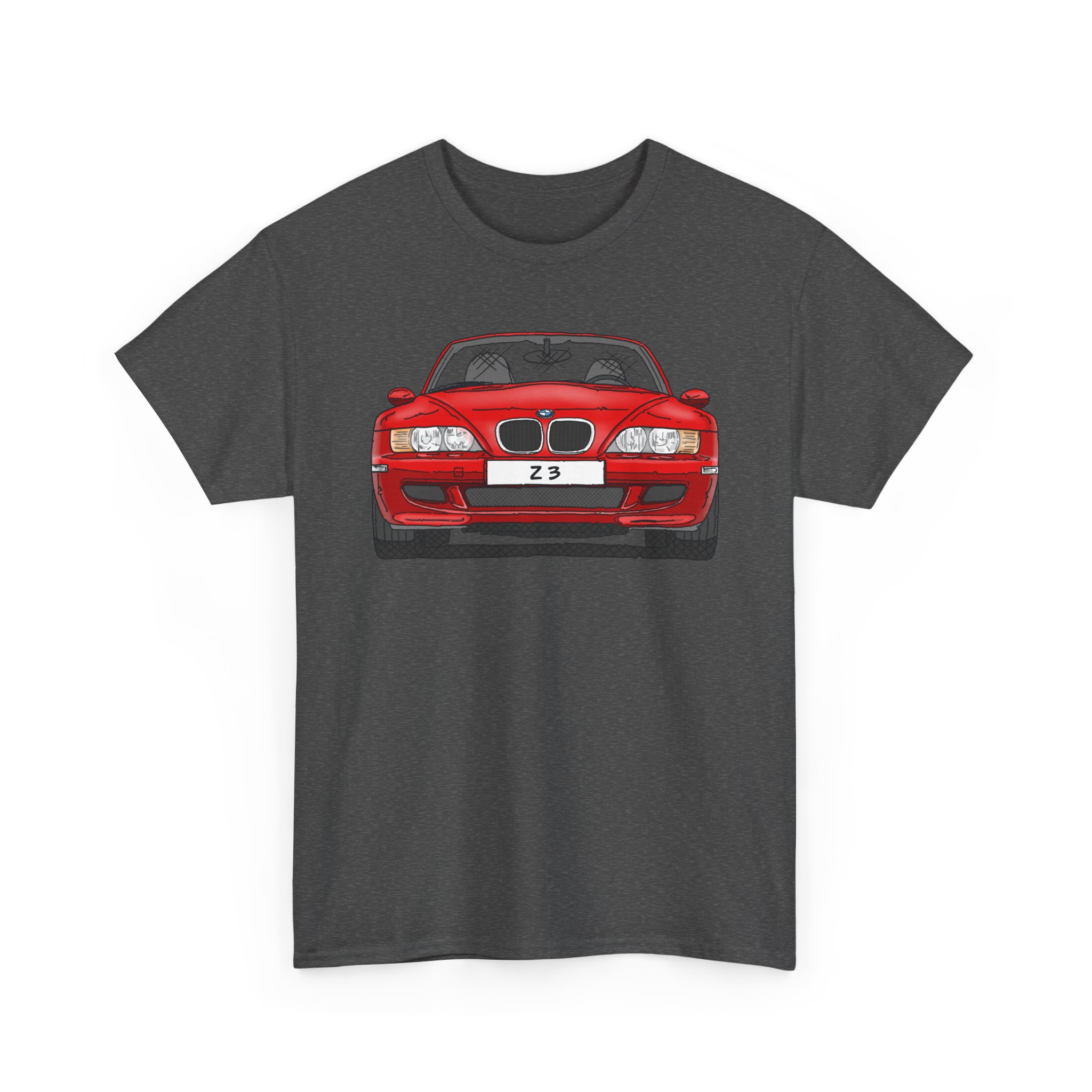 T-Shirt, BMW Z3, Strichzeichnung, Rot, personalisierbar mit Kennzeichen – Bild 6