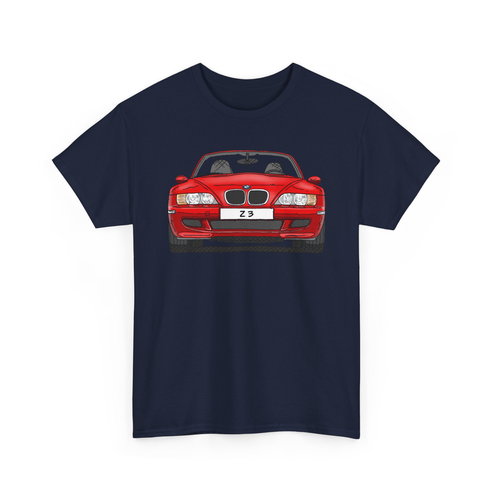 T-Shirt, BMW Z3, Strichzeichnung, Rot, personalisierbar mit Kennzeichen – Bild 9