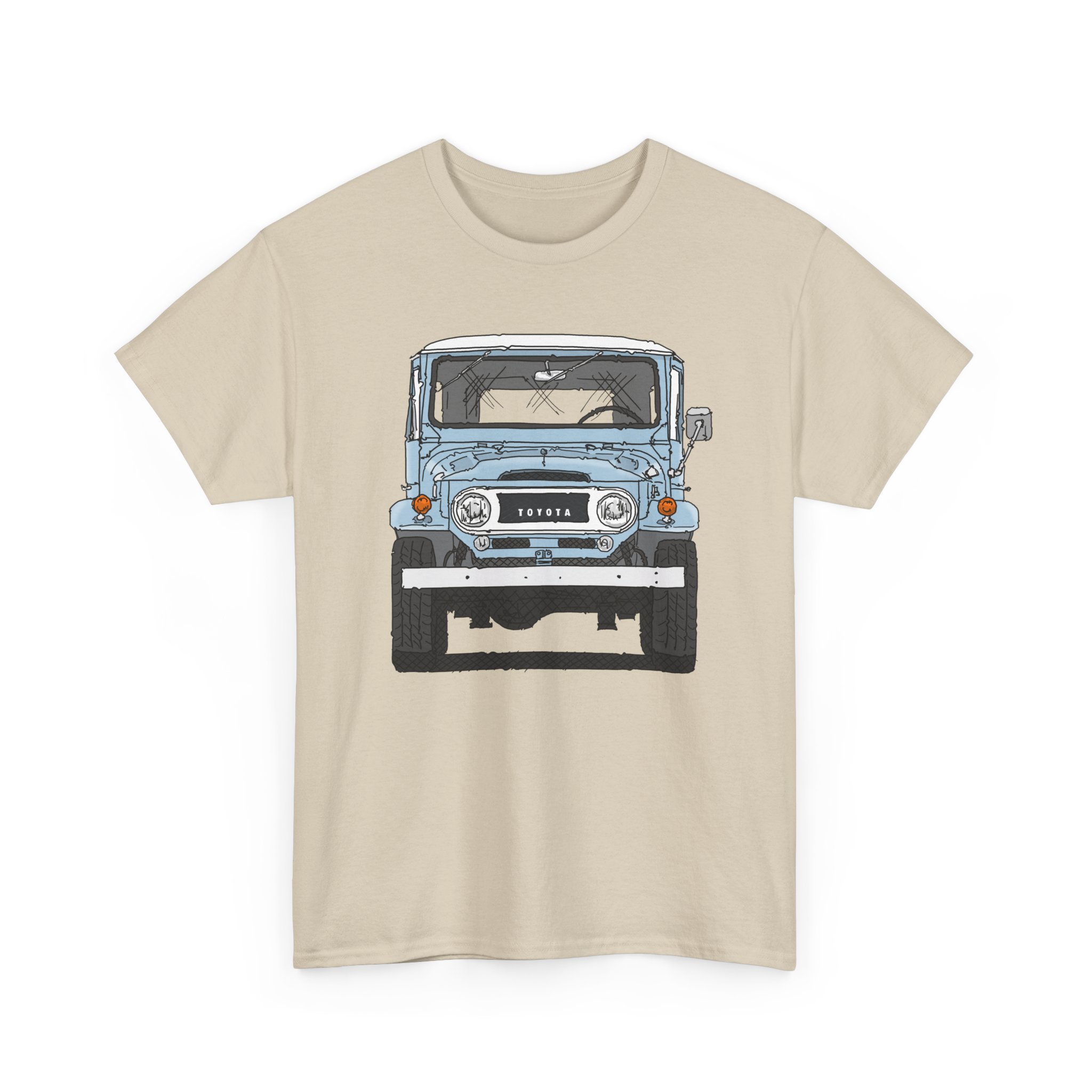 T-Shirt, Toyota Land Cruiser, Strichzeichnung, Hellblau, personalisierbar mit Kennzeichen – Bild 4