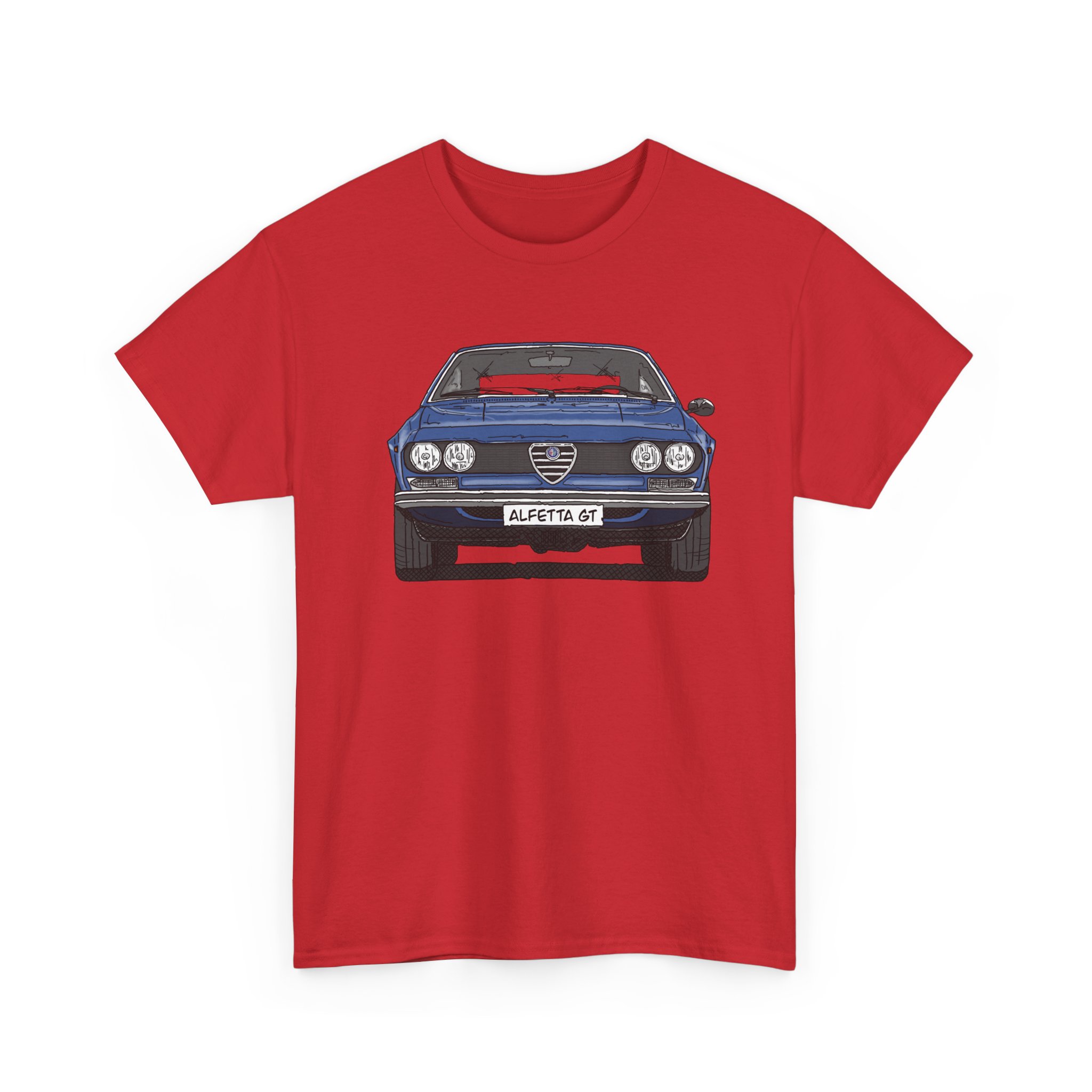 T-Shirt, Alfetta GT, Strichzeichnung, Blau, mit Kennzeichen personalisierbar – Bild 12