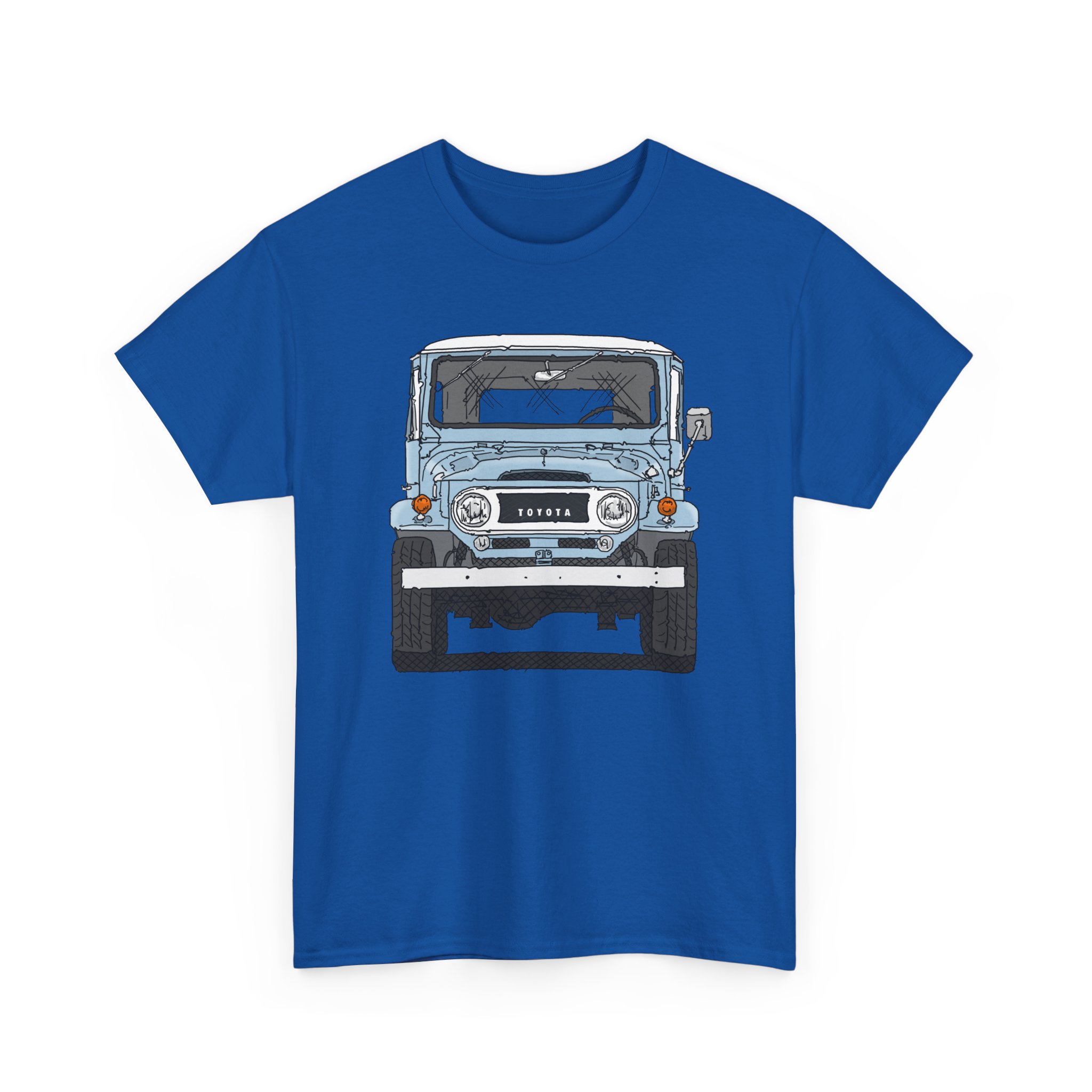 T-Shirt, Toyota Land Cruiser, Strichzeichnung, Hellblau, personalisierbar mit Kennzeichen – Bild 8