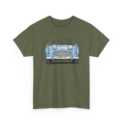 T-Shirt, Austin-Healey Sprite Mk1, Frogeye, Strichzeichnung, Hellblau, personalisierbar mit Kennzeichen – Bild 5