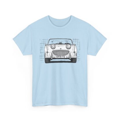 T-Shirt, Austin-Healey Sprite Mk1, Frogeye, Strichzeichnung, Weiß, personalisierbar mit Kennzeichen – Bild 8