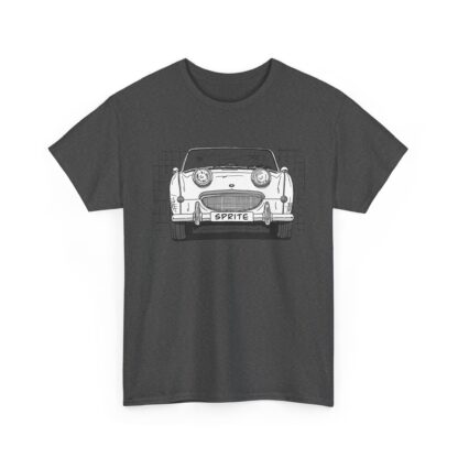 T-Shirt, Austin-Healey Sprite Mk1, Frogeye, Strichzeichnung, Weiß, personalisierbar mit Kennzeichen – Bild 7
