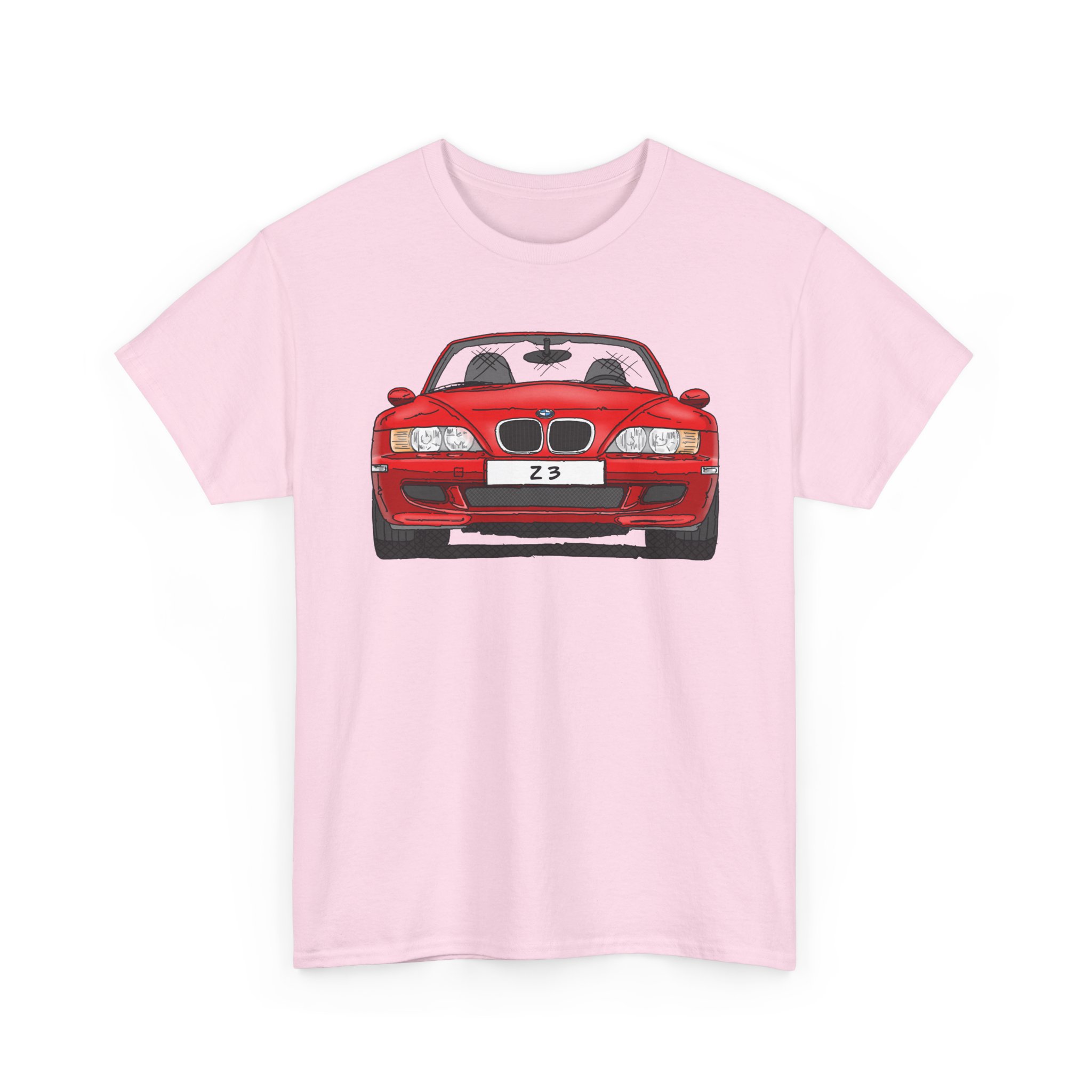 T-Shirt, BMW Z3, Strichzeichnung, Rot, personalisierbar mit Kennzeichen – Bild 10