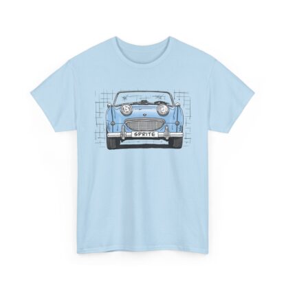 T-Shirt, Austin-Healey Sprite Mk1, Frogeye, Strichzeichnung, Hellblau, personalisierbar mit Kennzeichen – Bild 8