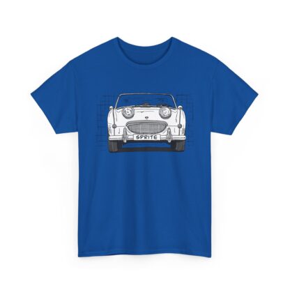 T-Shirt, Austin-Healey Sprite Mk1, Frogeye, Strichzeichnung, Weiß, personalisierbar mit Kennzeichen – Bild 9