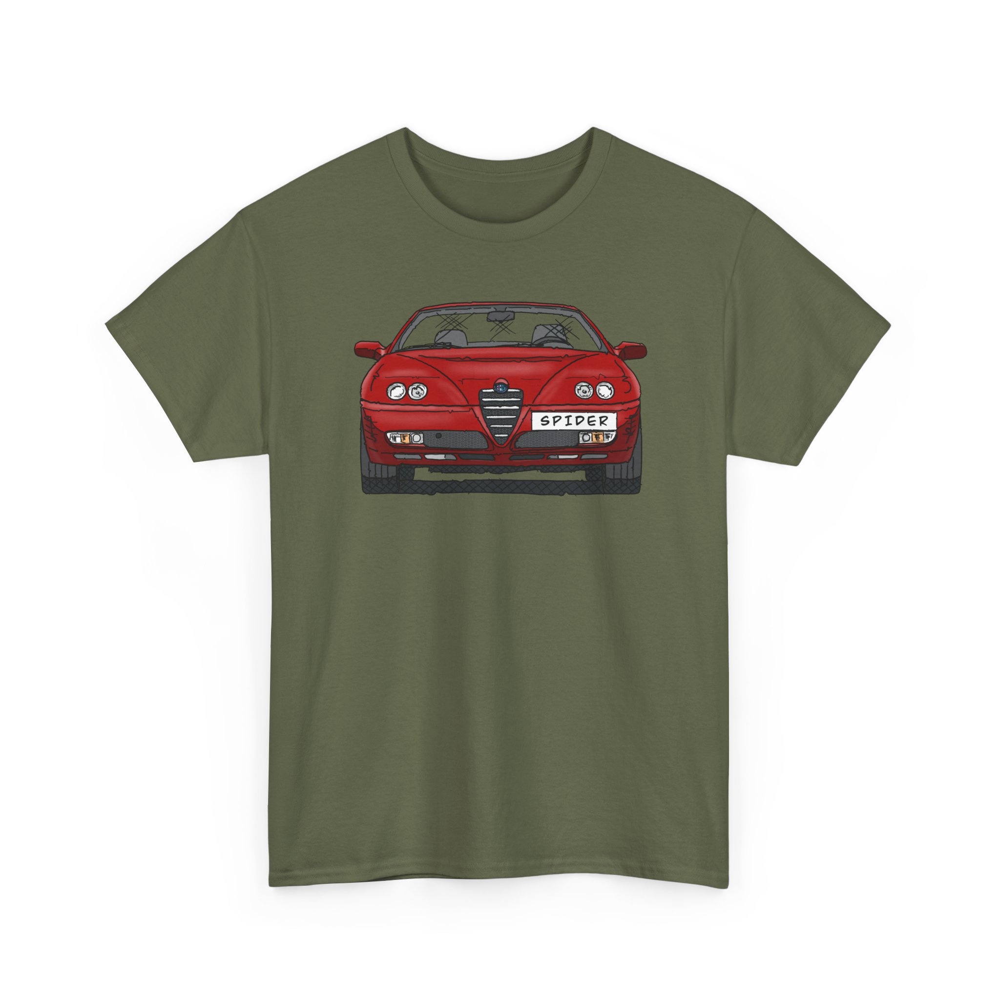 T-Shirt, Alfa Romeo Spider, 916, Strichzeichnung, Rot, personalisierbar mit Kennzeichen – Bild 5