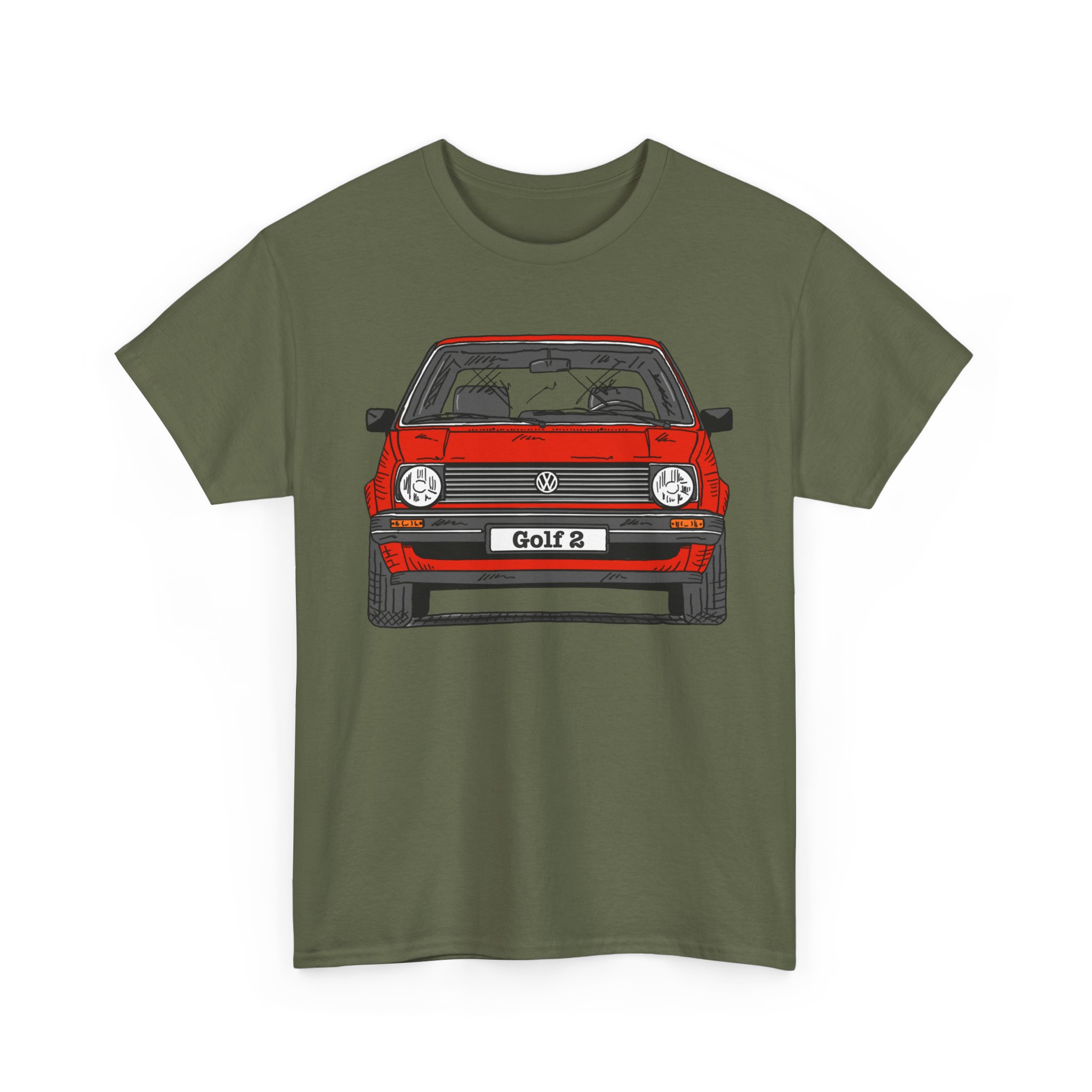 T-Shirt, Golf 2, Strichzeichnung, Rot, personalisierbar – Bild 5