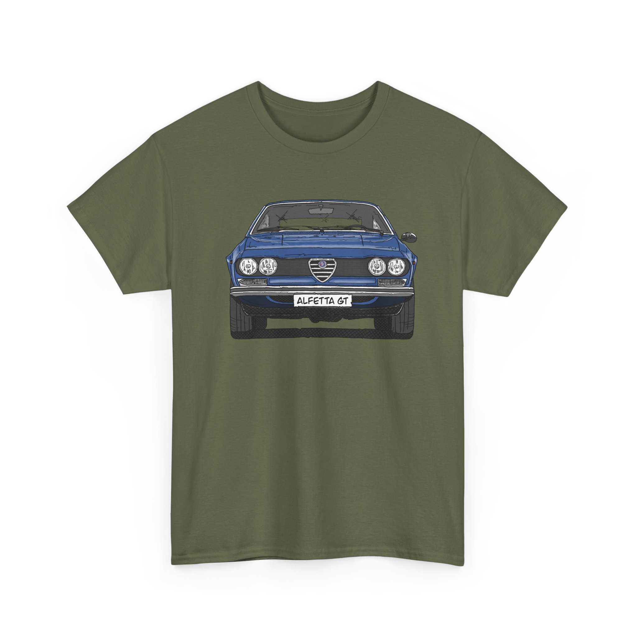 T-Shirt, Alfetta GT, Strichzeichnung, Blau, mit Kennzeichen personalisierbar – Bild 5
