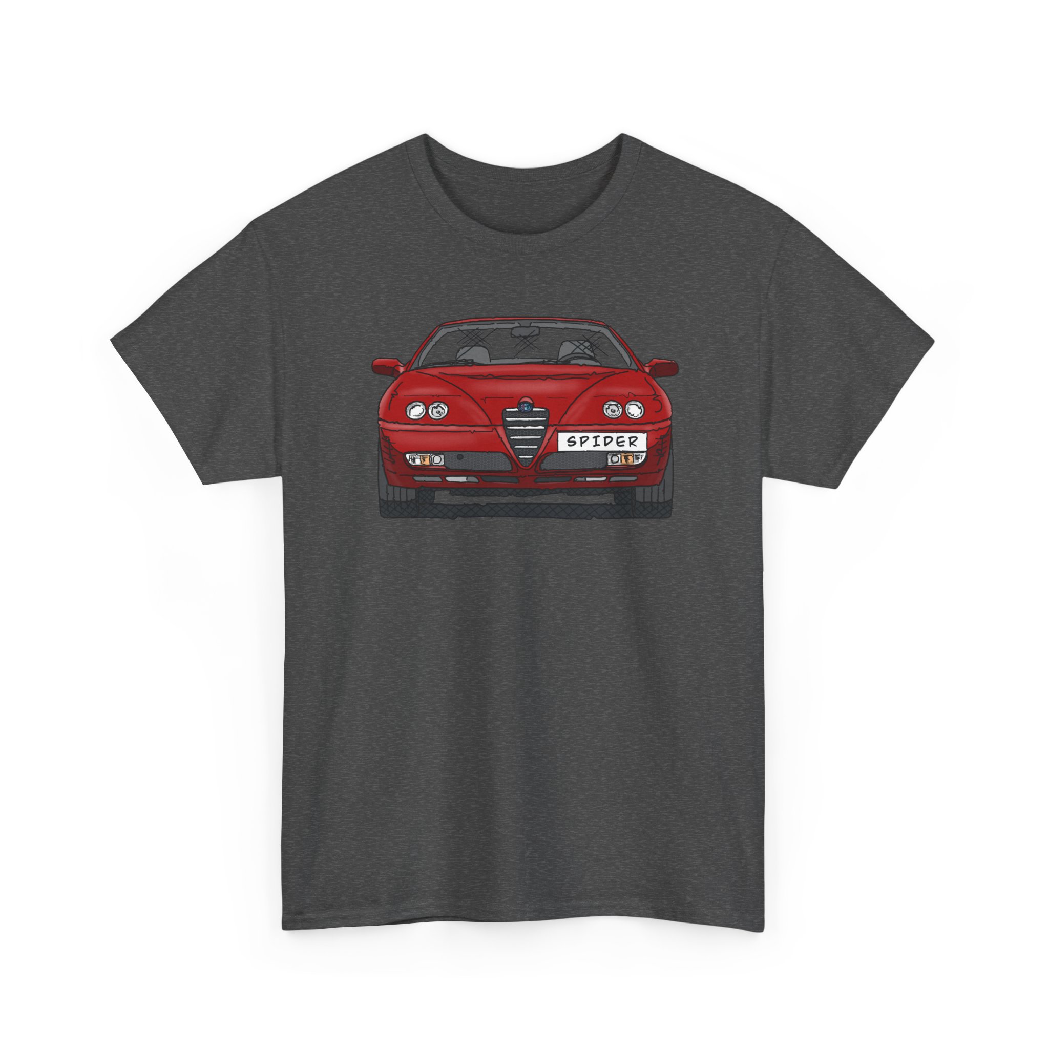 T-Shirt, Alfa Romeo Spider, 916, Strichzeichnung, Rot, personalisierbar mit Kennzeichen – Bild 6