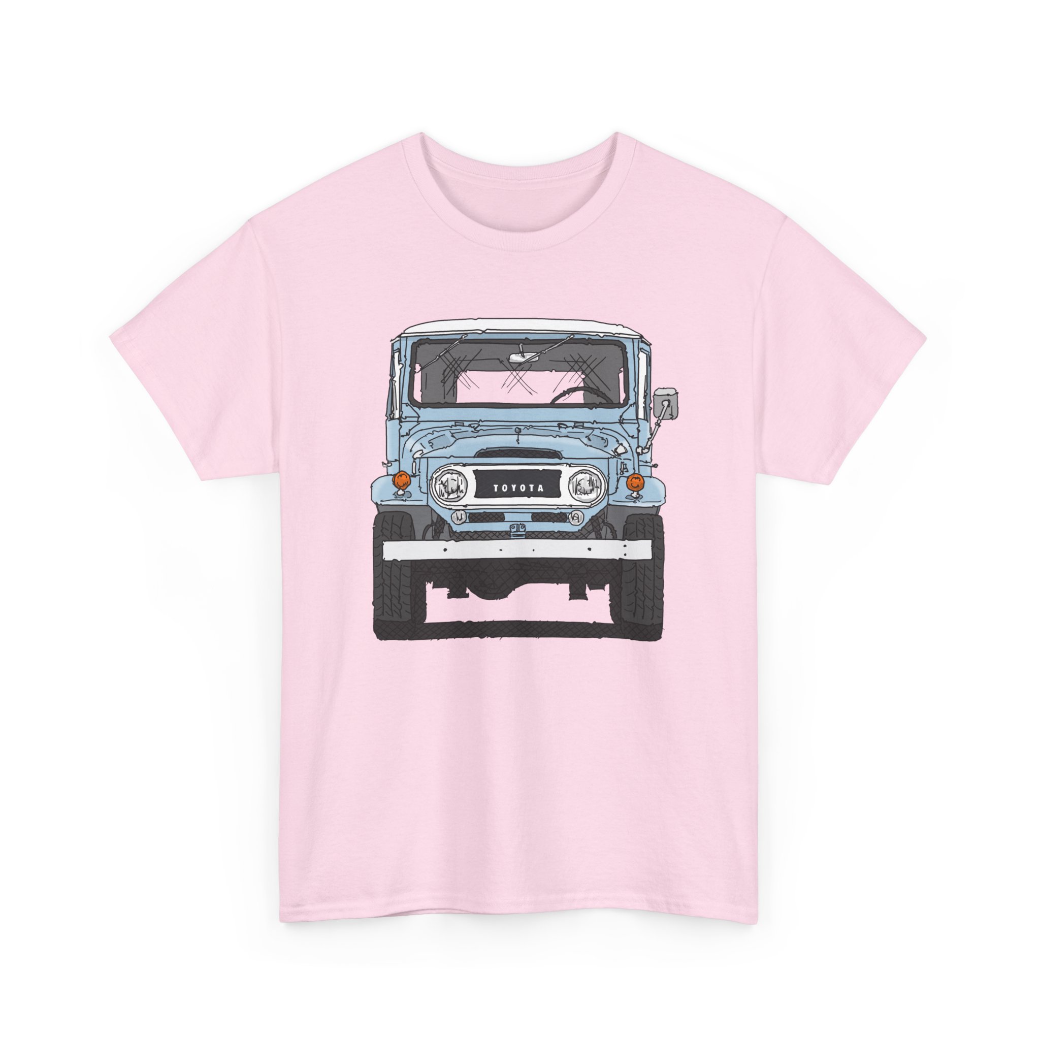 T-Shirt, Toyota Land Cruiser, Strichzeichnung, Hellblau, personalisierbar mit Kennzeichen – Bild 10