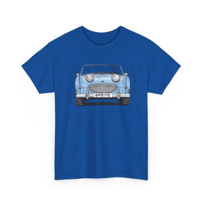 T-Shirt, Austin-Healey Sprite Mk1, Frogeye, Strichzeichnung, Hellblau, personalisierbar mit Kennzeichen – Bild 9